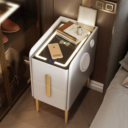 Extremely narrow solid wood smart bedside table