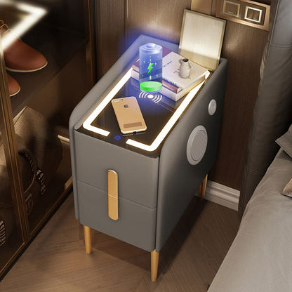 Extremely narrow solid wood smart bedside table
