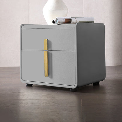 Nordic Italian mini leather art solid wood bedside table